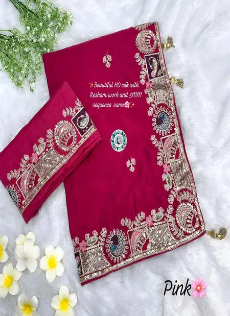 JK 270 Pure Ho Silk Embroidery Work Saree Wholesale Market In Surat With Price